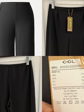 NWT OGL Black Wide-Leg Pull-On Trousers